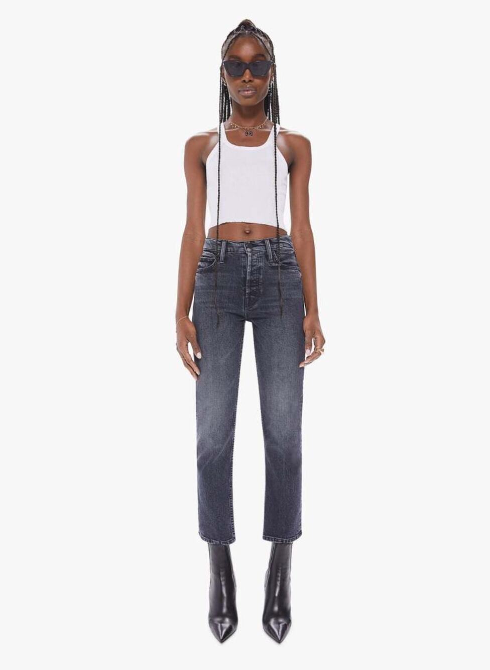 Mother Superior The Tomcat High Rise Button Fly Gray Ankle Jean Women's Size 32